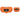 Orange electronic device with black connectors on a white background