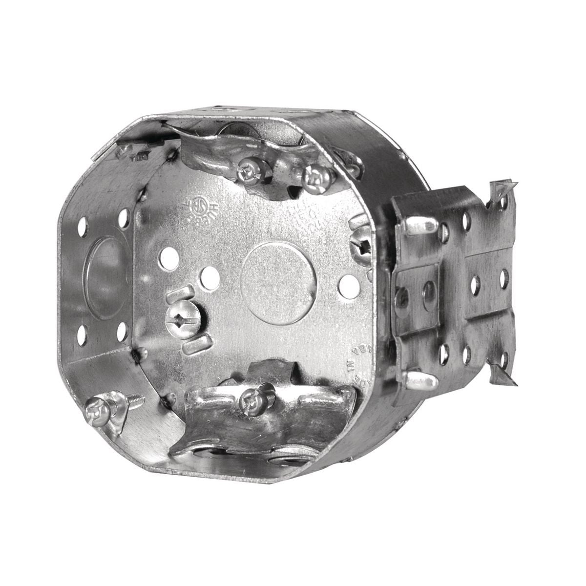 Threaded Hub Octagon Box HUBBELL 54151LB 4 in. Octagon Box, 1-1/2 in. deep, 15 cu. in., Side Br ...