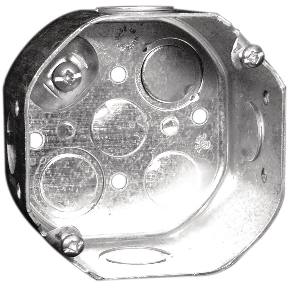 Threaded Hub Octagon Box HUBBELL 54171K 4 in. Octagon Box, 2-1/8 in. deep, 21 cu. in., 1/2 & 3 ...