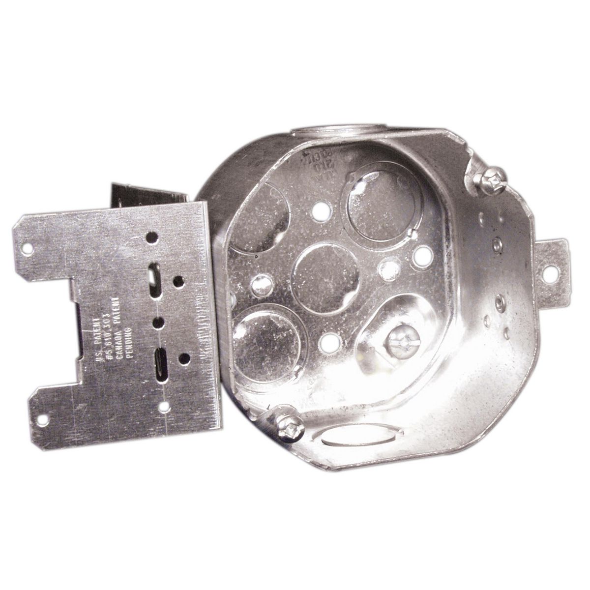 Threaded Hub Octagon Box HUBBELL 54171MSB 4 in. Steel Stud Octagon Box, 2-1/8 in. deep, 21 cu ...