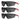 Three pairs of sunglasses with black frames and red accents on a white background