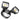 Black outdoor security light fixture with two floodlights on a white background